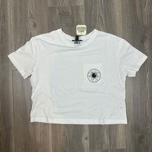 New Look Upcylced White Cropped Pocket Tee -‎ SIZE US 6 Casual Summer